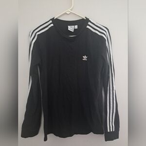 Adidas Medium Black Long Sleeve Tee with White Stripes